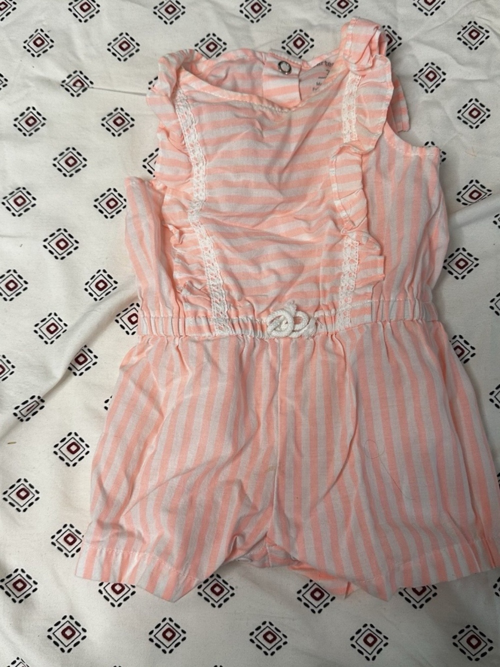 Carters 3m Old Girls Toddler Dress Pink White Striped Romper